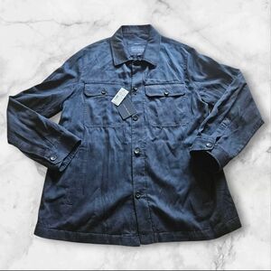 Joseph Abboud Men’s Modern Fit Shirt Jacket L NWT Lyocell-Linen Navy “Shacket”